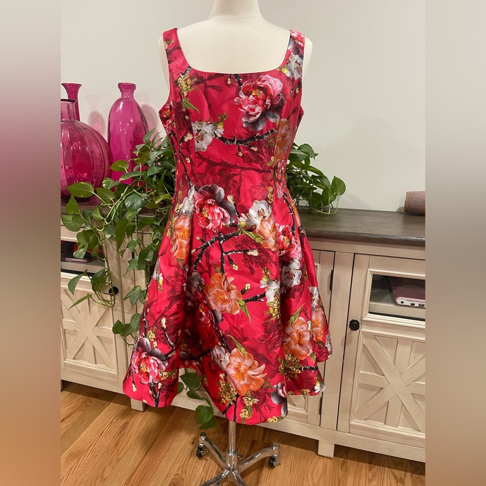Nicole Miller Red Floral Dress